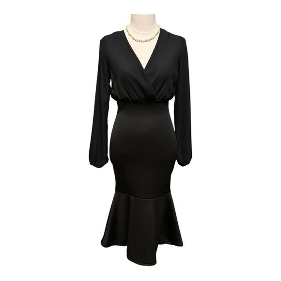 Charlotte Russe Elegant Black Dress Size Small Evening Gown Prom Maxi Ruched - Picture 1 of 13